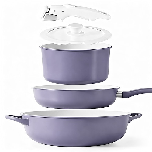 padella antiaderente con manico staccabile set di pentole - universale per gas fornelli a induzione