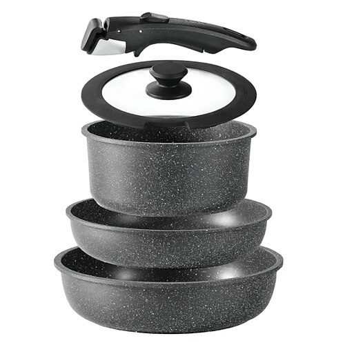 padella antiaderente con manico staccabile set di pentole - universale per gas fornelli a induzione