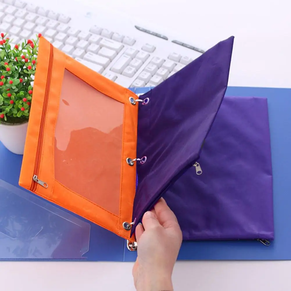 Reißverschluss-Binder, Federmäppchen, Stiftetui, Schreibwaren, mehrfarbig, B5-Aktenhalter, PVC, mit 3 Ringen, Federmäppchen, Ordner, Aktenpaket Image