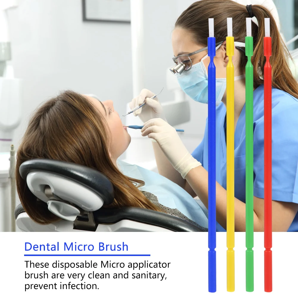 Dental-Applikatorbürste, Einweg-Zahnbürste, 4 Farben, Dental-Einweg-Applikatorbürste, biegbare Sticks Image