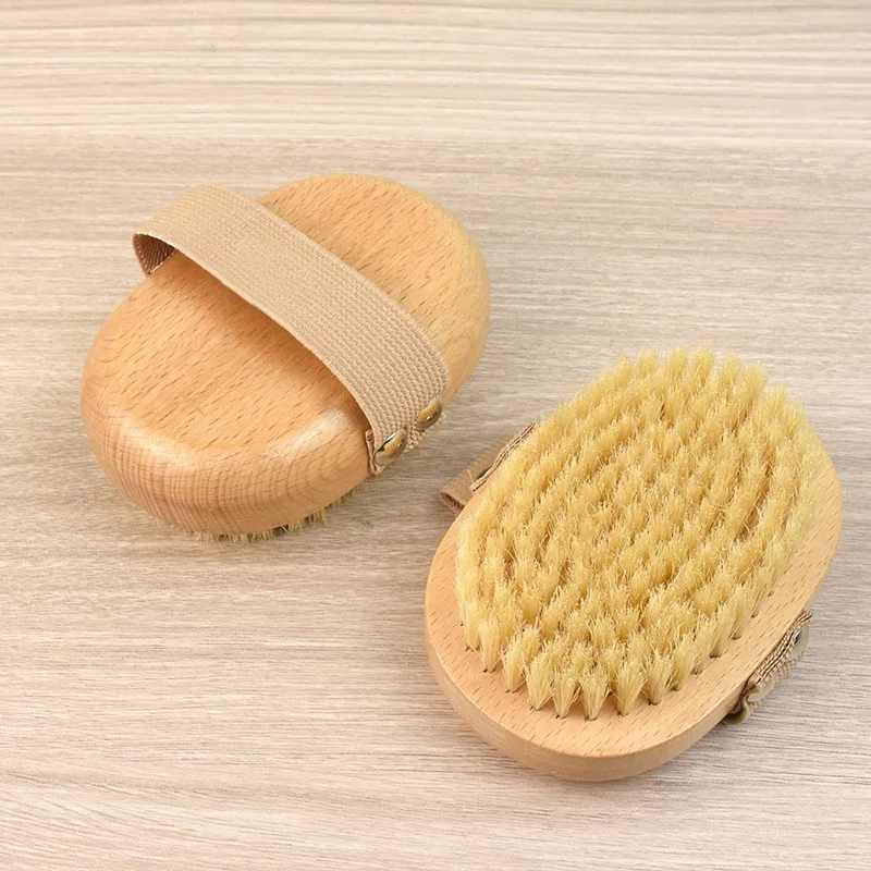 Natürliche Schweinemähne Schönheit Körper Trockenbürste, Peeling Bad, Weiches Haar Badebürste, Hautpeeling, Fettkörperbürste, Schlankheitsbeinwerkzeug Image