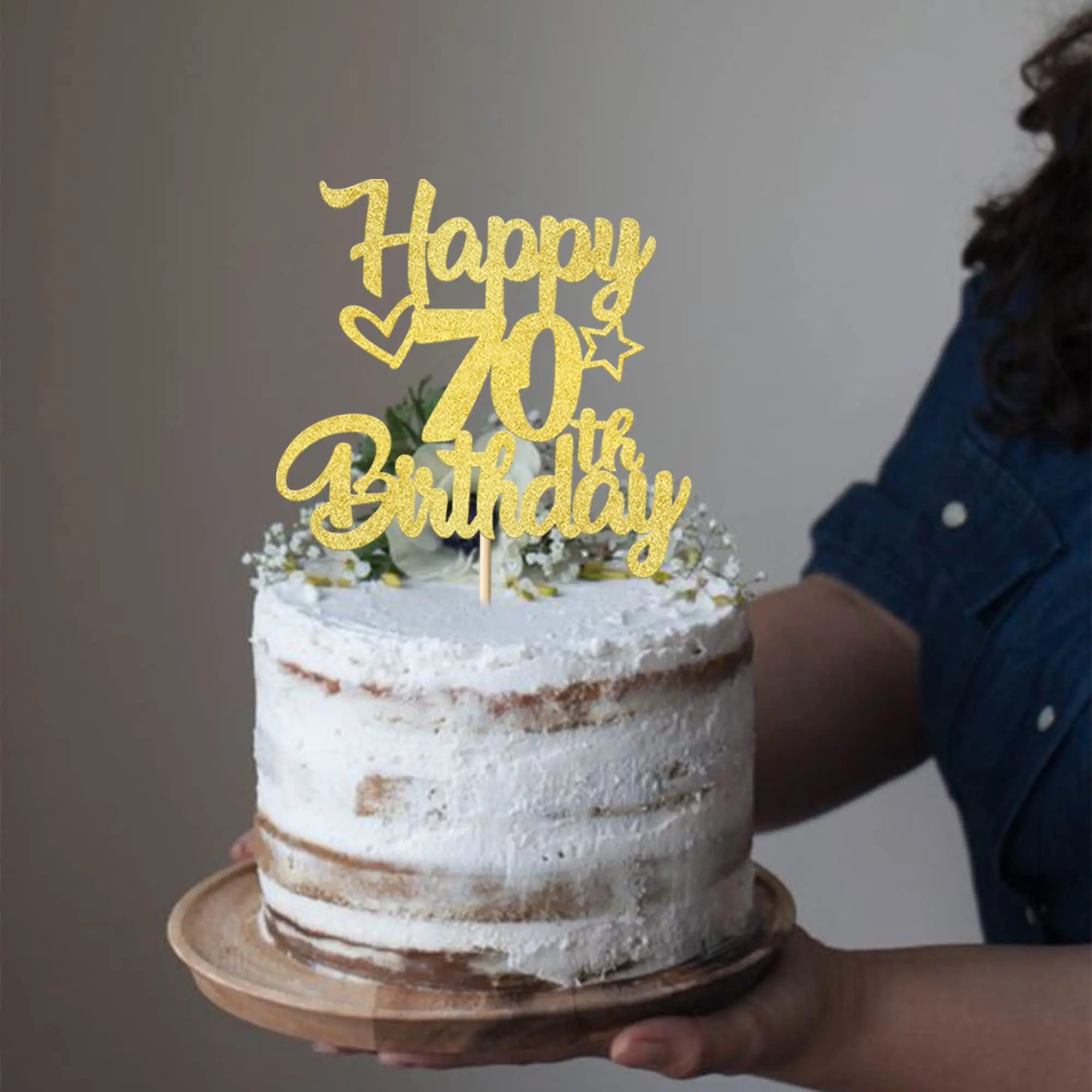 1 PC Happy 70th Birthday Cake Topper Happy Birthday Cake Dekorationen für 70. Geburtstag Cake Topper