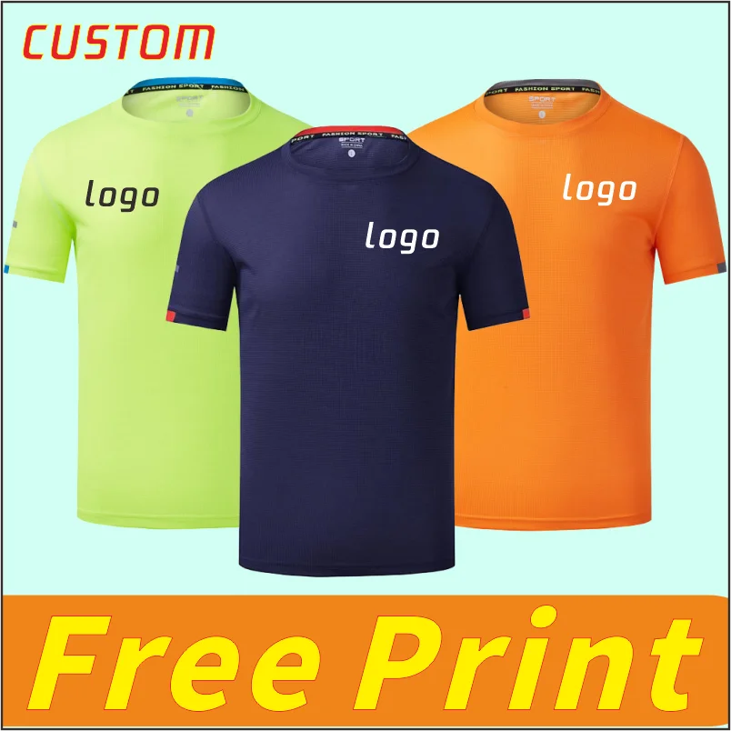 Freizeit Sport T-Shirt bedruckt mit Logo, schnell trocknende, atmungsaktive, elastische Sommer kurzärmelige kundenspezifische Stickerei gedruckt mit Bildern DIY Outdoor Team Uniform Arbeitskleidung Image
