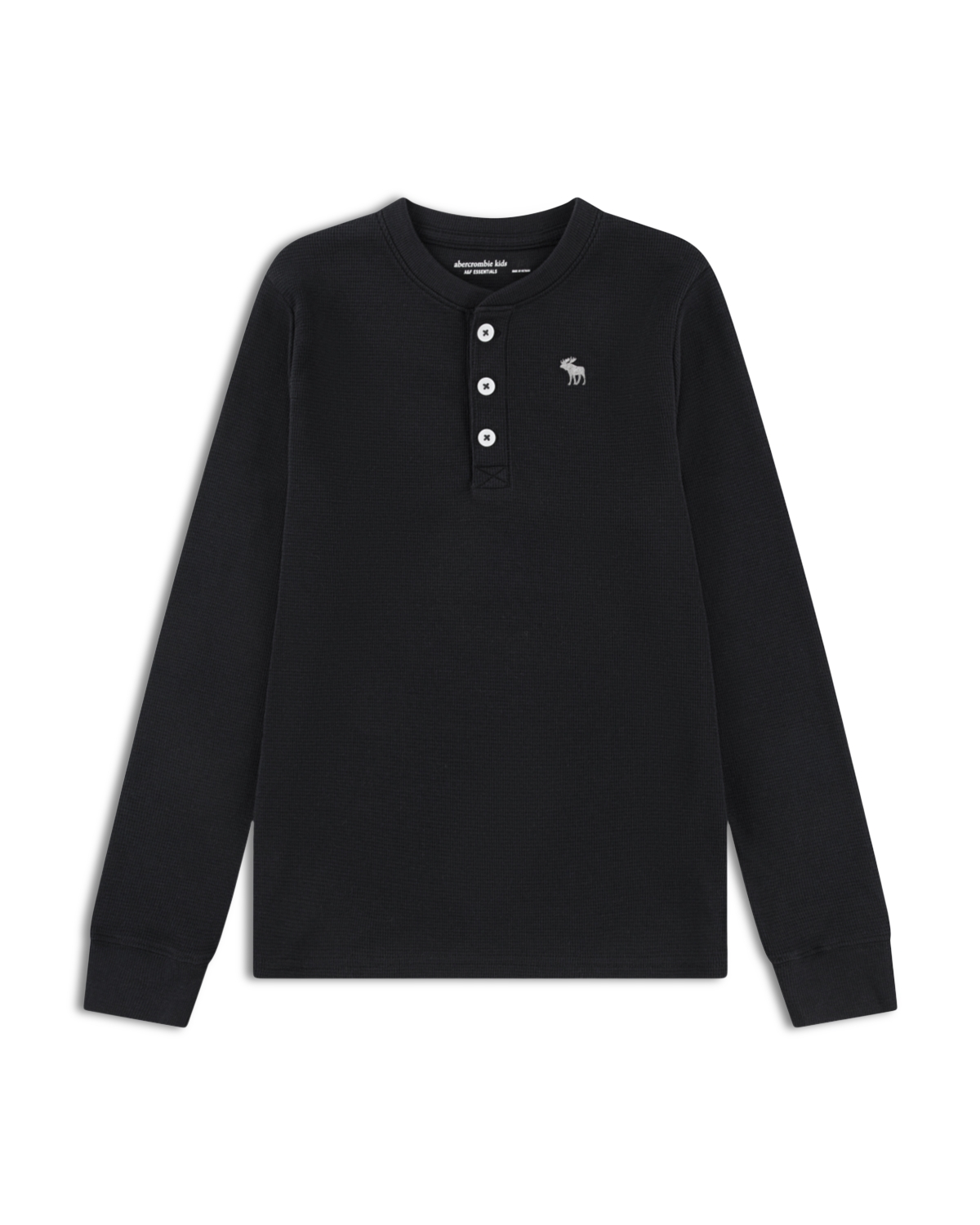 abercrombie kids Boys' Henley Waffle Long Sleeve Tee - Little Kid, Big Kid - ANF Anthracite