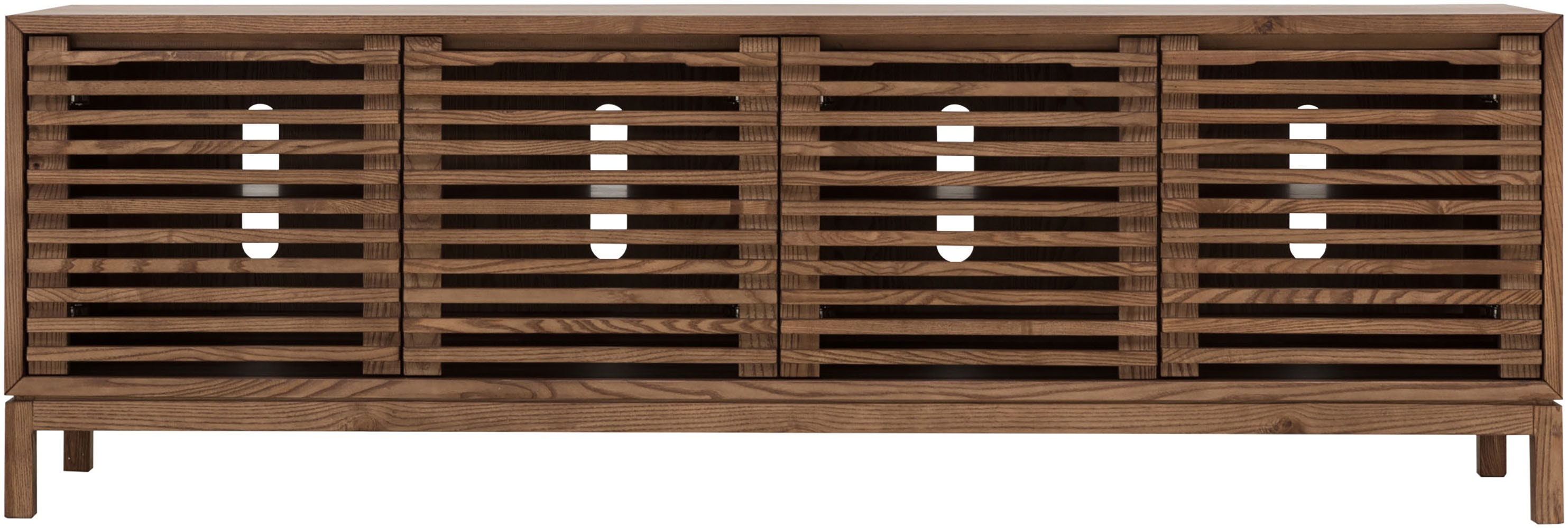 TV-Board ANDAS "Tanner 4-türige Medienkonsole aus Eschenholz", braun, B:198cm H:66cm T:46cm, Massivholz, Sideboards