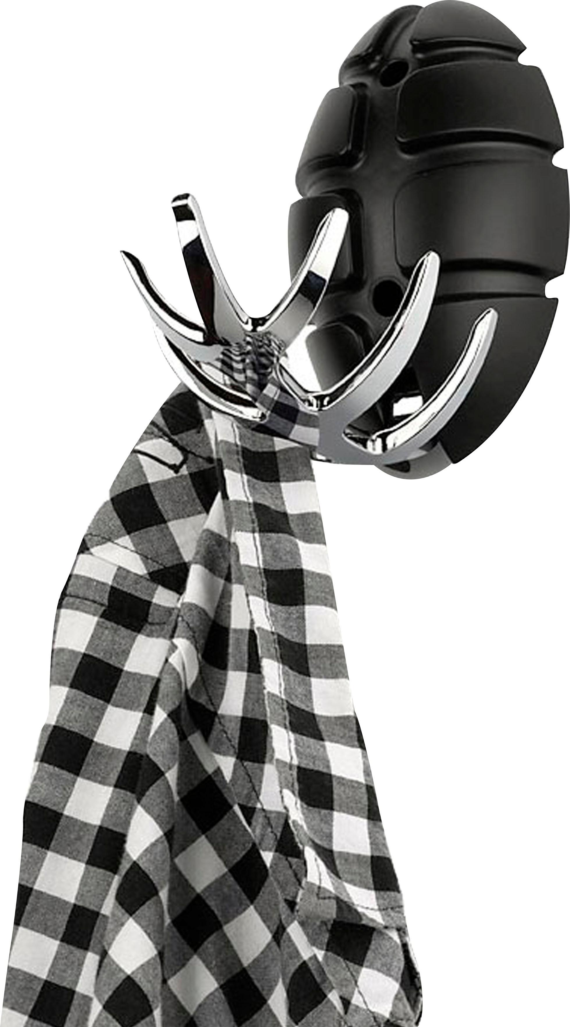 Garderobenhaken SPINDER DESIGN "BUG", schwarz, B:10cm H:15cm T:4,5cm, ABS-Kunststoff, Metall, Garderobenhalter, Garderobenhaken