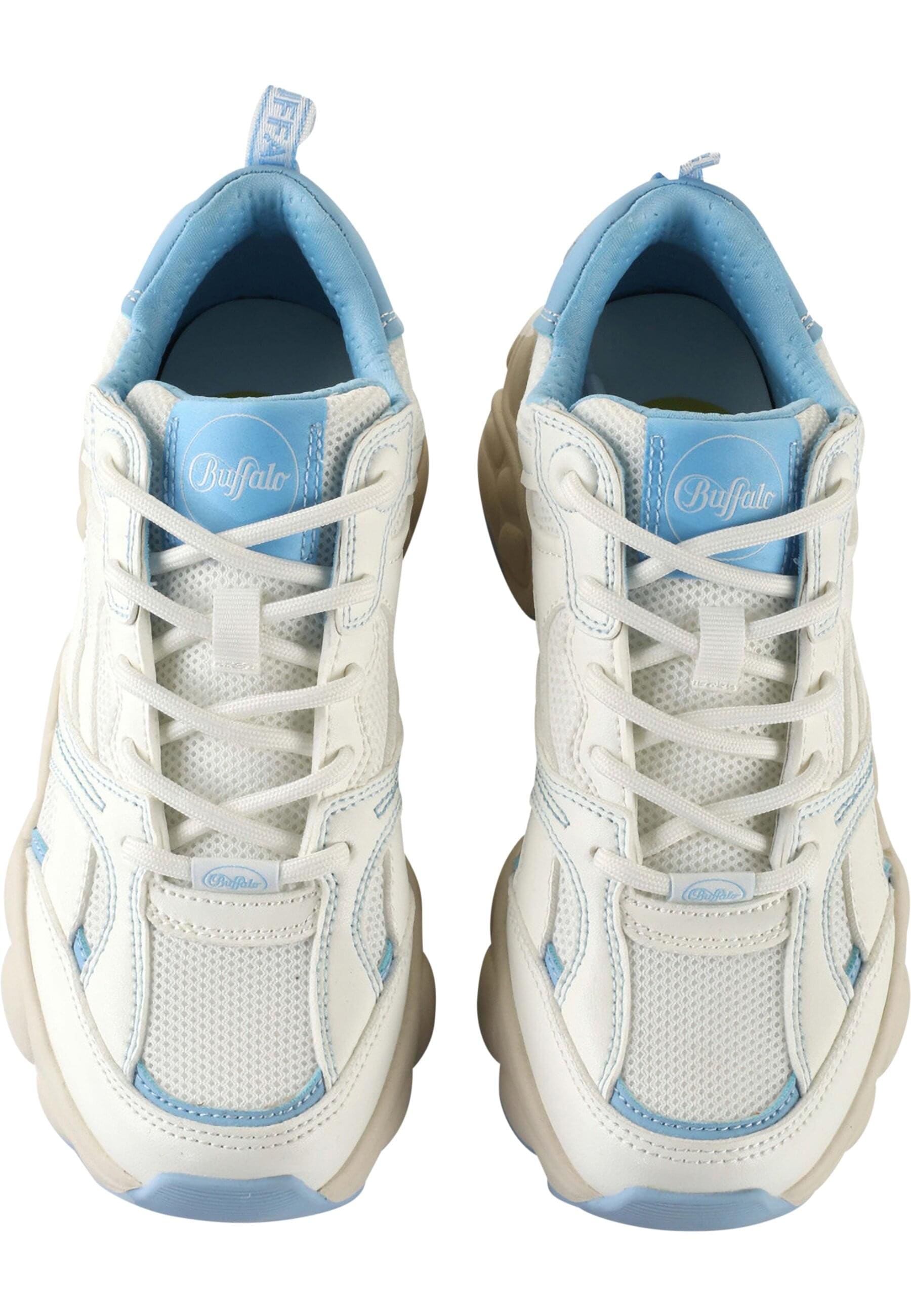 Trainingsschuh BUFFALO "Buffalo Damen Buffalo Cld Run RT Vegan Nappa/Mesh", Damen, Gr. 41, weiß, ltblau, Kunstfaser, unifarben, Schuhe