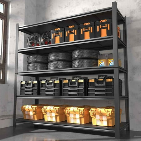 48.2 W Garage Shelving 3000LBS Storage Shelves Heavy Duty Garage Storage Shelves Adjustable 5 Tier Metal Shelves for Storage Industrial Heavy Duty Shelving Utility Shelf 24.2 Dx48.2 Wx 72.2 H