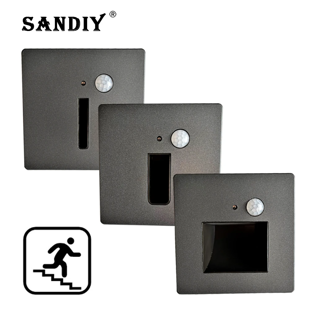 SANDIY Sensor Wandleuchte Einbau Led Treppe Beleuchtung Bewegungsmelder Home Treppe Beleuchtung Nachtlichter für Nachttisch Küche Leiter Balkon Innenwand Wandleuchte Weiß/Schwarz/Gold 110V/220V/230V