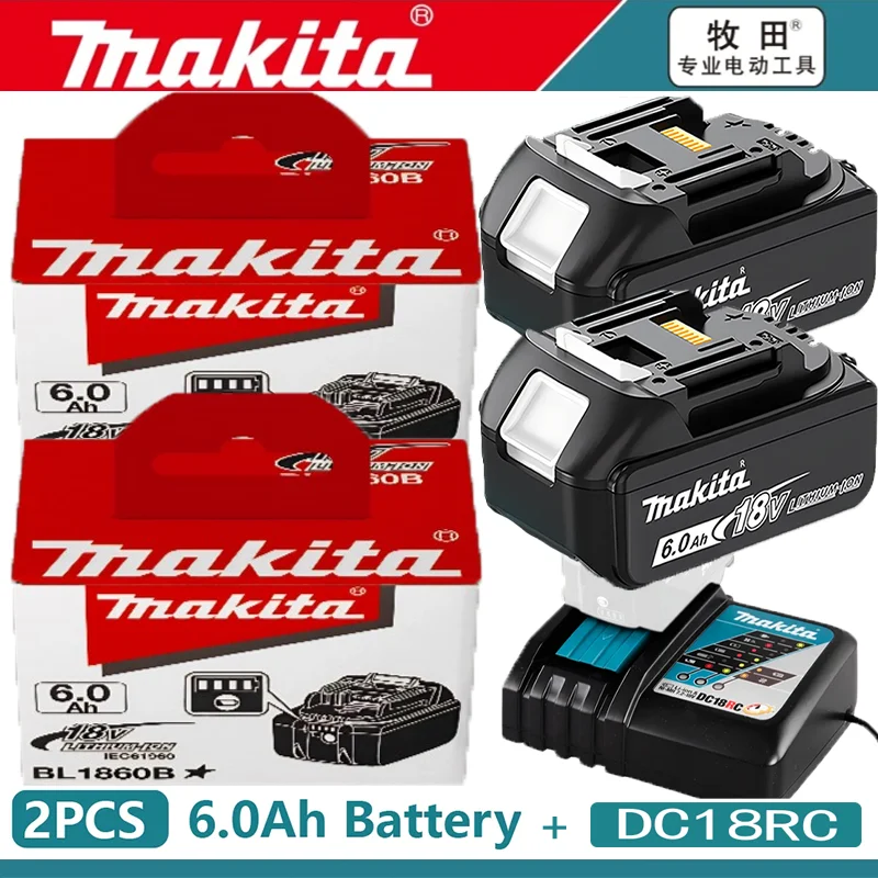 100 % Original-Makita-Akku, 18 V, 6,0 Ah, für Makita BL1840B BL1850 BL1850B Akku, geeignet für DTW700 Image