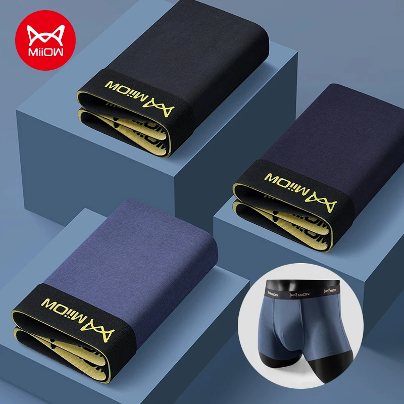 MiiOW 3Pcs Gekämmte Baumwolle Herbst Winter Männer Unterwäsche Boxer 10A Antibakterielle Schlüpfer der Männer Weiche Atmungsaktive Mann Boxer Unterhose Image