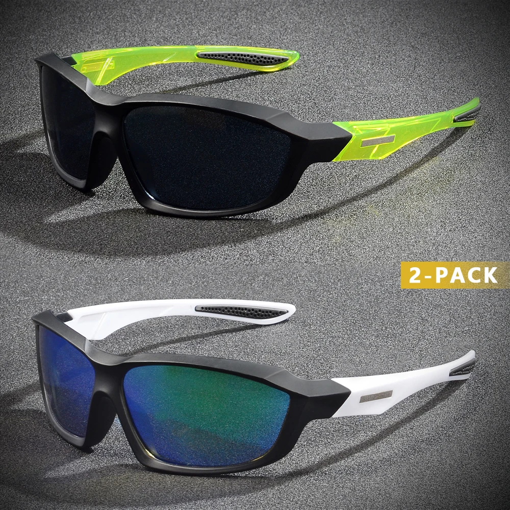 CRIXALIS 2Pcs Vintage Vollformat Radfahren Sonnenbrillen Für Männer Sport Laufen Im Freien Sonnenbrille Anti-reflektierende Schatten UV400 Image