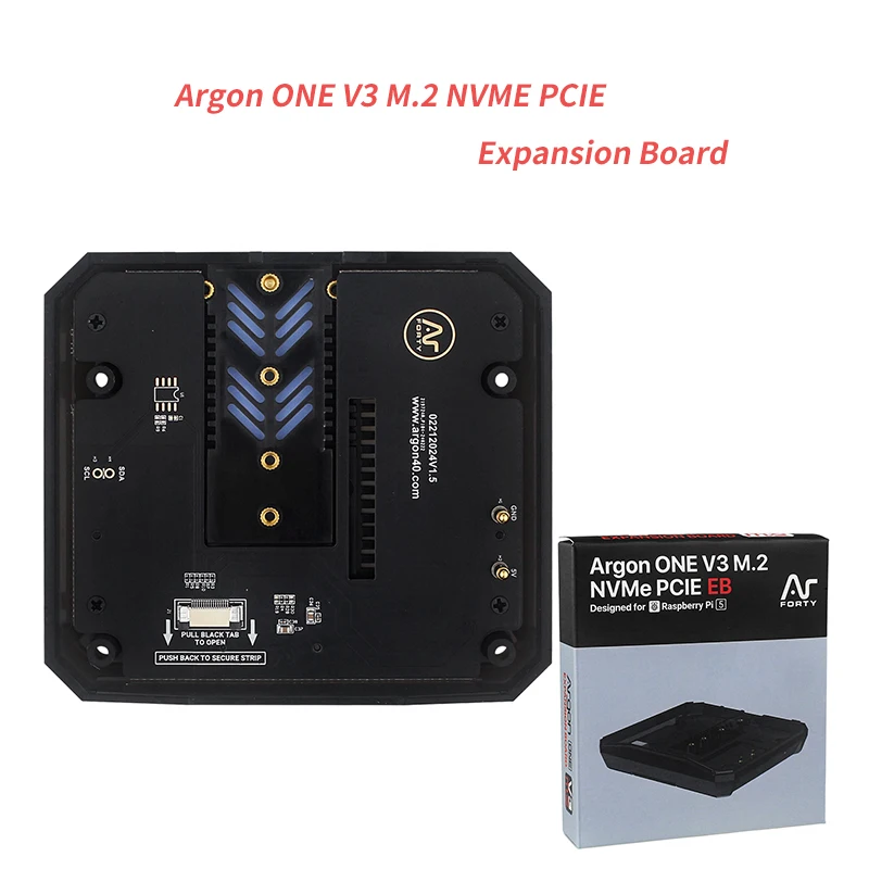 Argon ONE V3 M.2 NVME PCIE-Erweiterungsplatine (nur), integrierte Aluminium-Kühlkörper für SSD-Boot Pi5 von M.2 NVME-Laufwerk Image