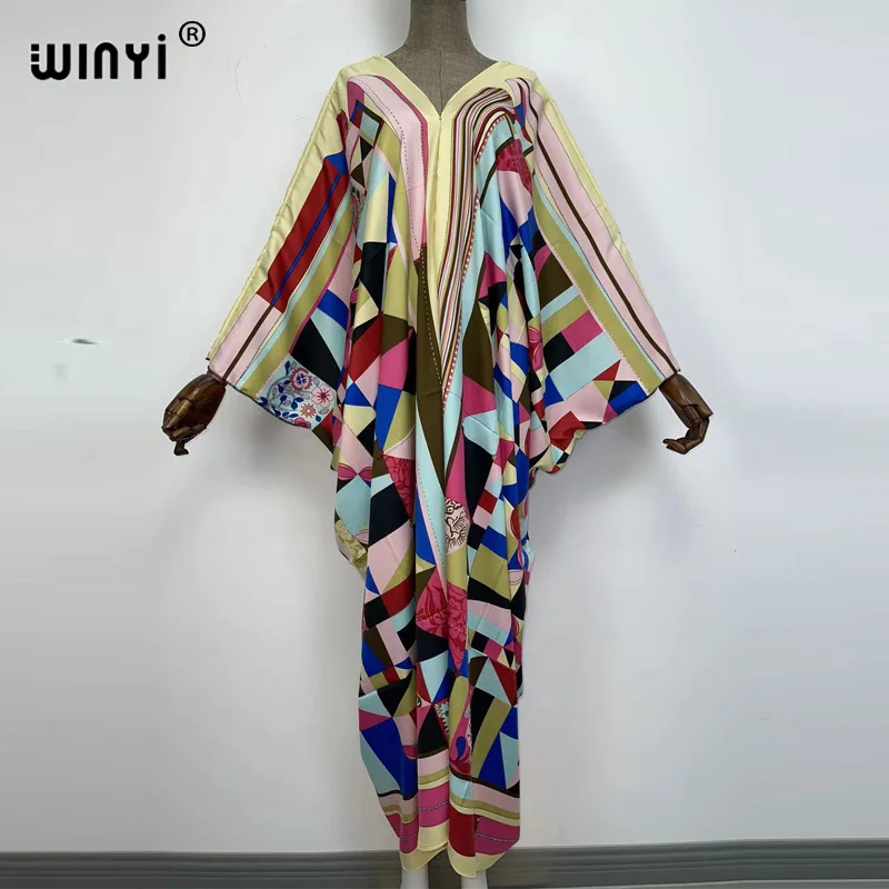 2022 WINYI Europe Kaftan boho fashion print Print Bathing suit Maxi women