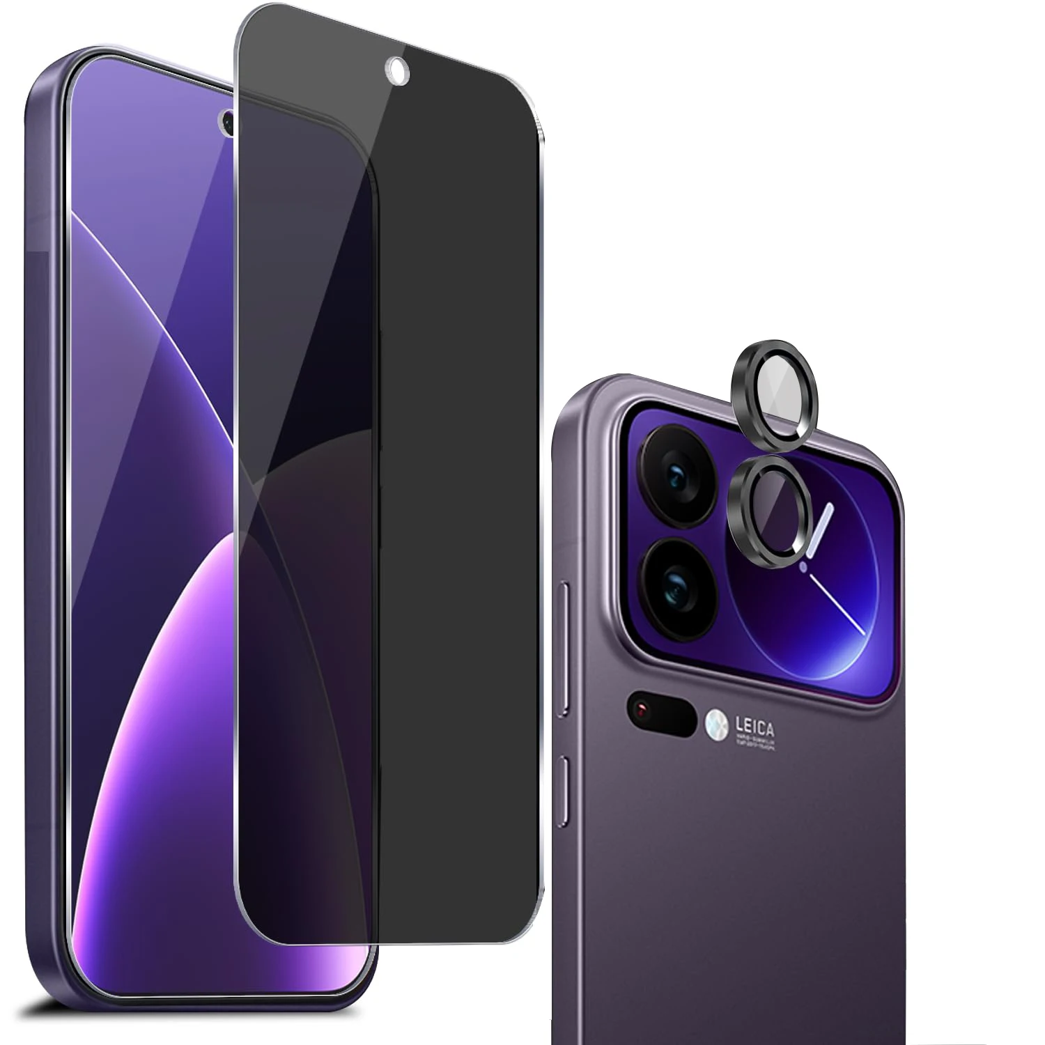 2+1 Packung für Xiaomi 17 Pro Privacy Displayschutzfolie aus gehärtetem Glas und Kameraobjektivschutz, Anti-Spy 9H-Härte Image