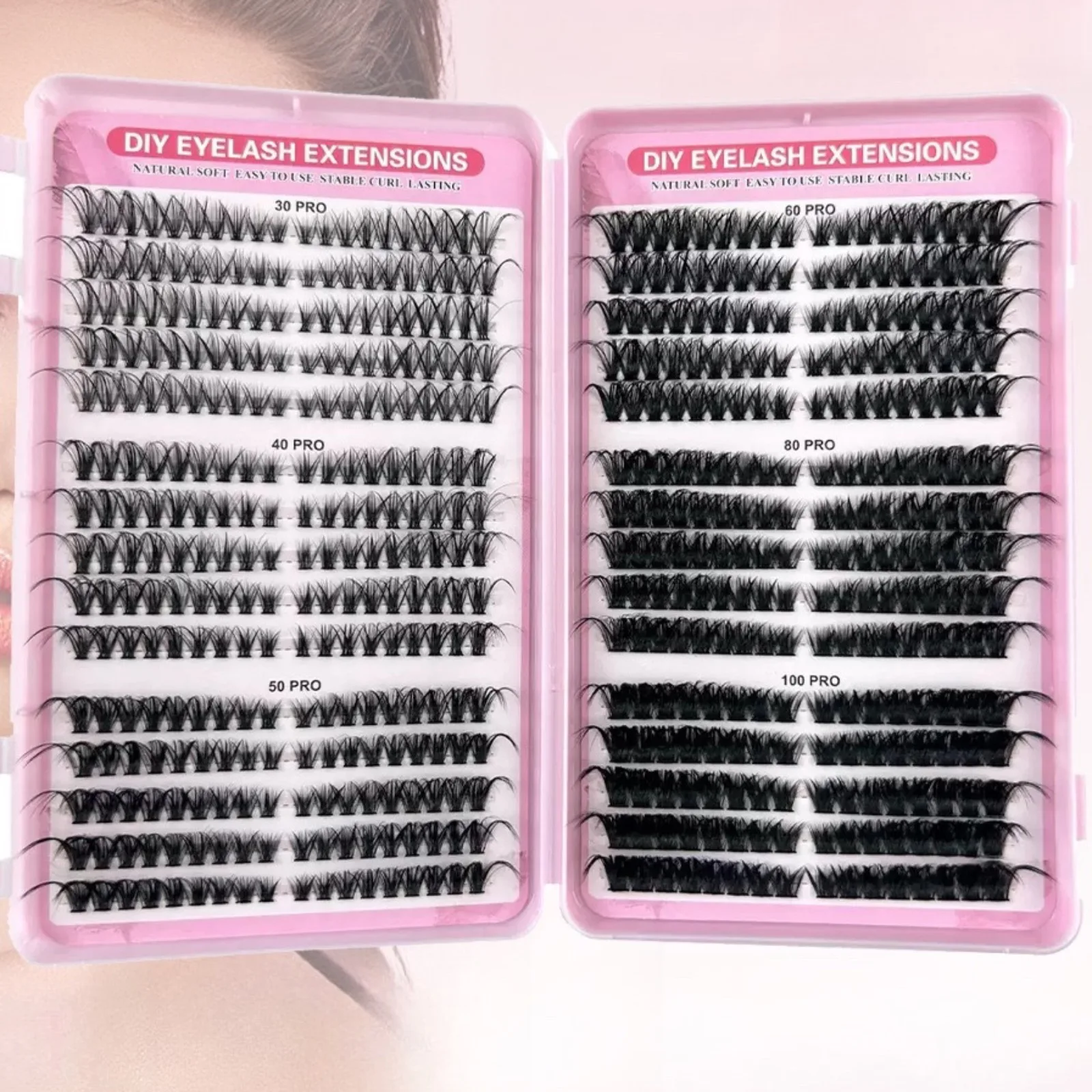 Individul Claster Eyeash DIY Falsche Wimpern Dicke und flauschige Verlängerung 30D/100D Mix Länge DIY Cluster Wimpern Natürlich und dramatisch Image