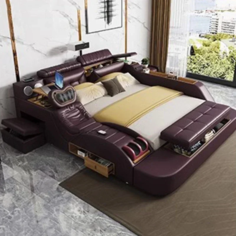Korean Modern Luxury Bed European Nature Luxury Bedroom Human Bed Design Multifunctional Bedroom Camas King Size Home Furniture
