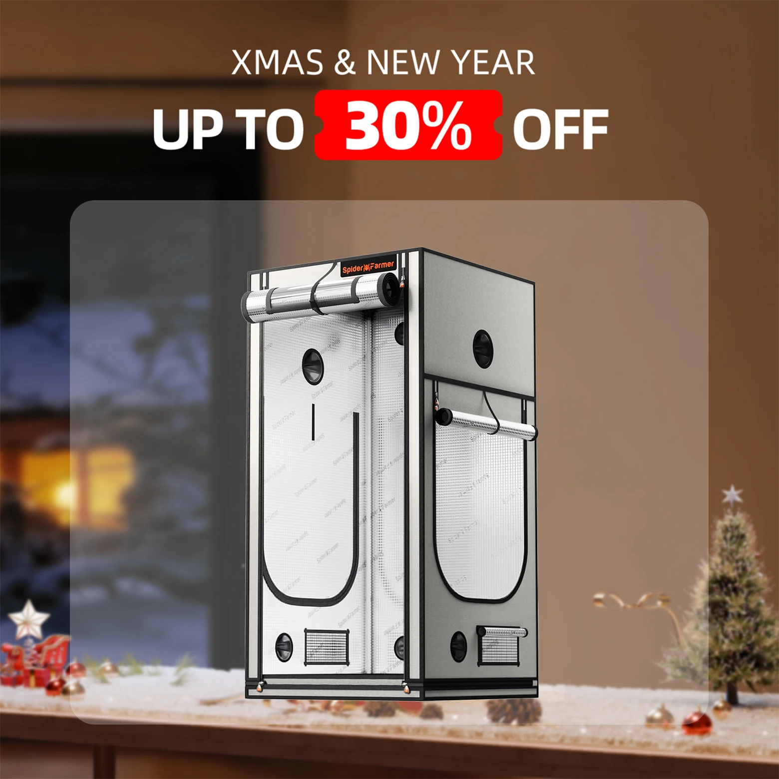 Spider Farmer 90 cm x 90 cm x 180 cm Pro White Indoor Grow Tent 2000D Oxford Cloth Hydroponics Plant Growing Box Image