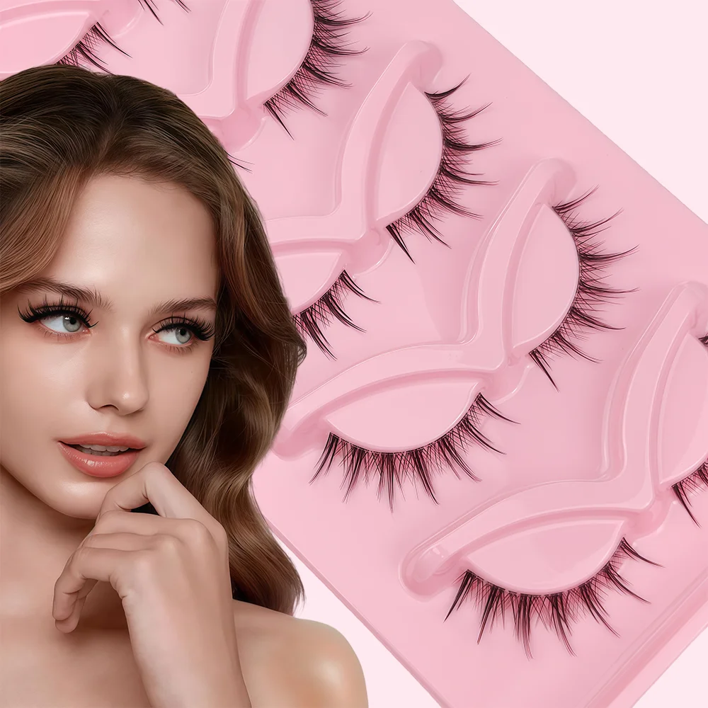 Mehrschichtige V-förmige Wimpern mit ultrafeinen Spitzen, ‌ 5 Paar falsche Wimpern, dramatisches 3D-Volumen + verlängerter Wirkung, Feder Image