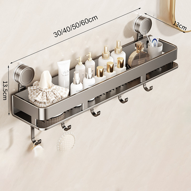 Suction Cup Storage Rack Bathroom Washbasin Toilet No Drilling Wall Mounted Raised Storage Rack Hanging Rack