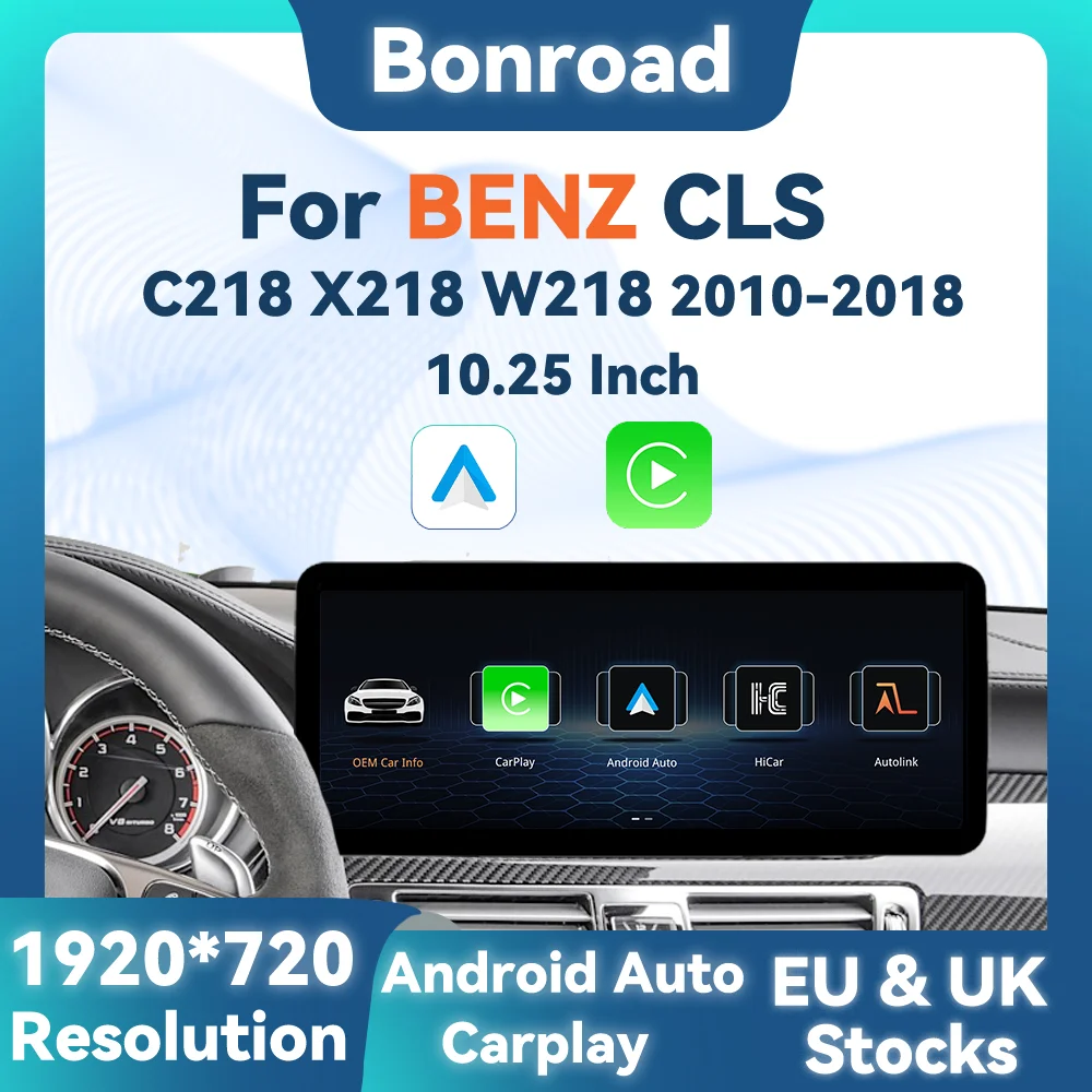 BONROAD 1920*720 Auto Multimedia Touchscreen Drahtlose CarPlay Android Auto Radio GPS Stereo Für Mercedes Benz CLS W218 x218 C218 Image