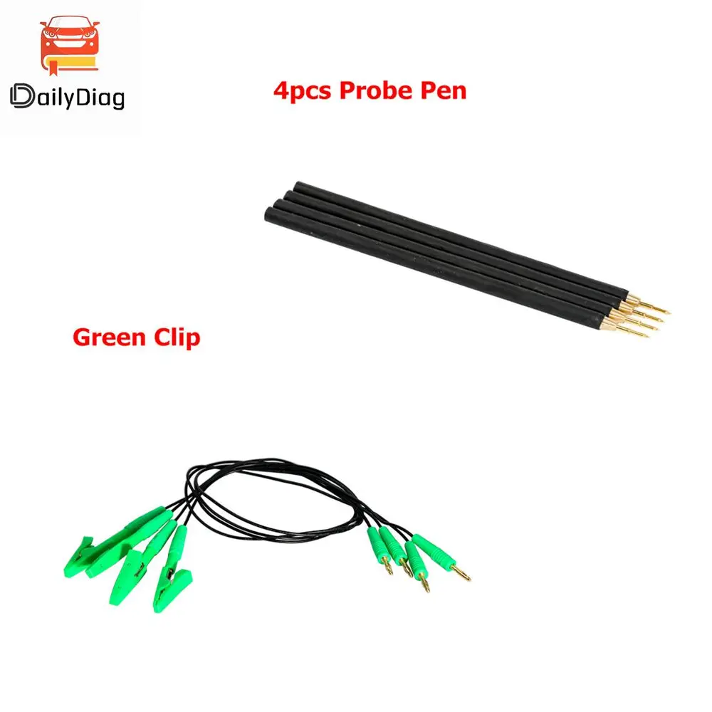 Neueste 4 teile/satz Sonde Stift verwendet mit rostfreiem bdm Rahmen ersetzen Sonde Stift Gold Pin mit LED Bdm Rahmen hinzufügen grünes Kabel Image