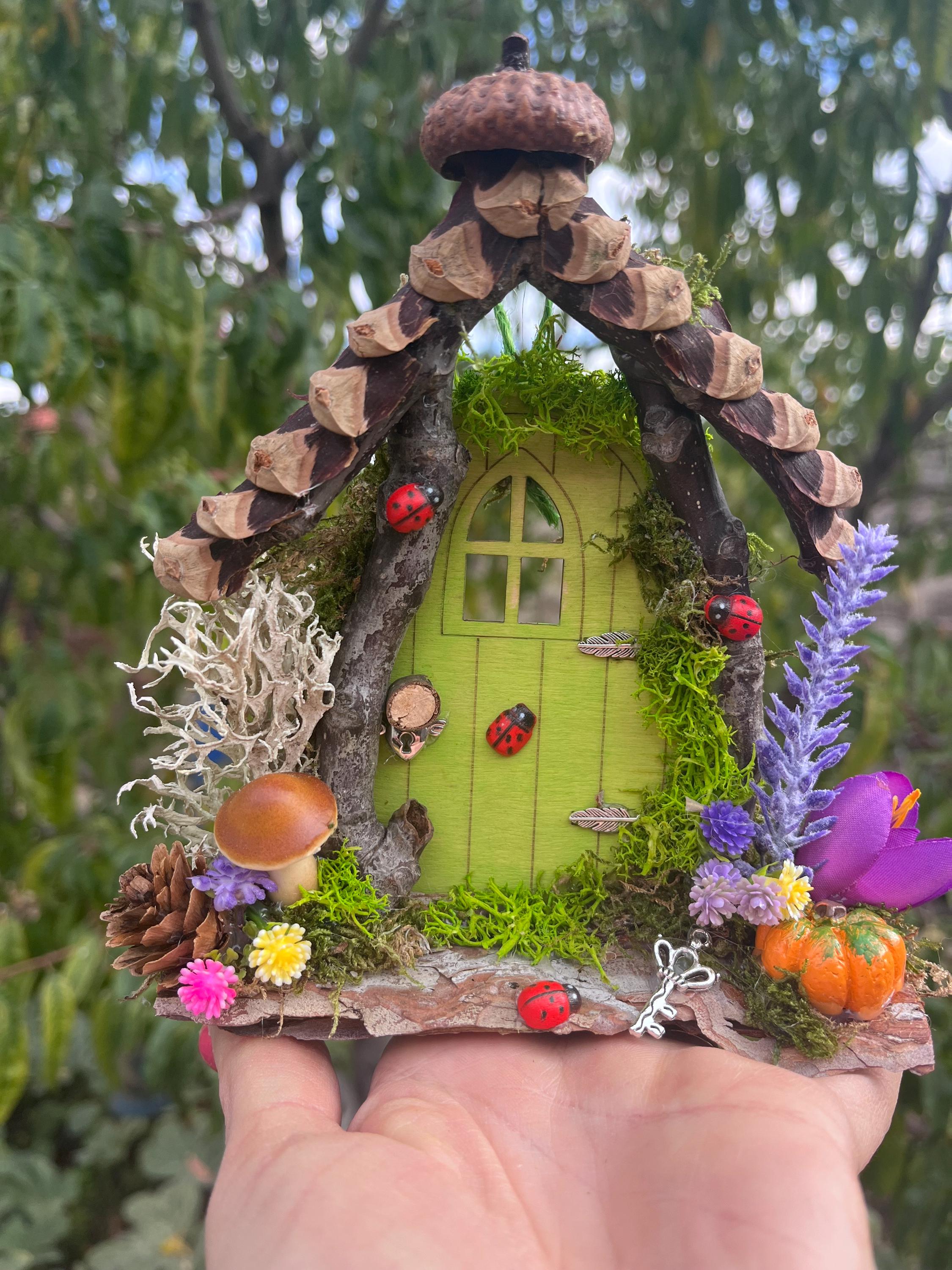 Porta delle fate, giardino in miniatura, porta delle fate in legno, mobili delle fate, porta delle fate per albero, porta della casa delle fate, porta