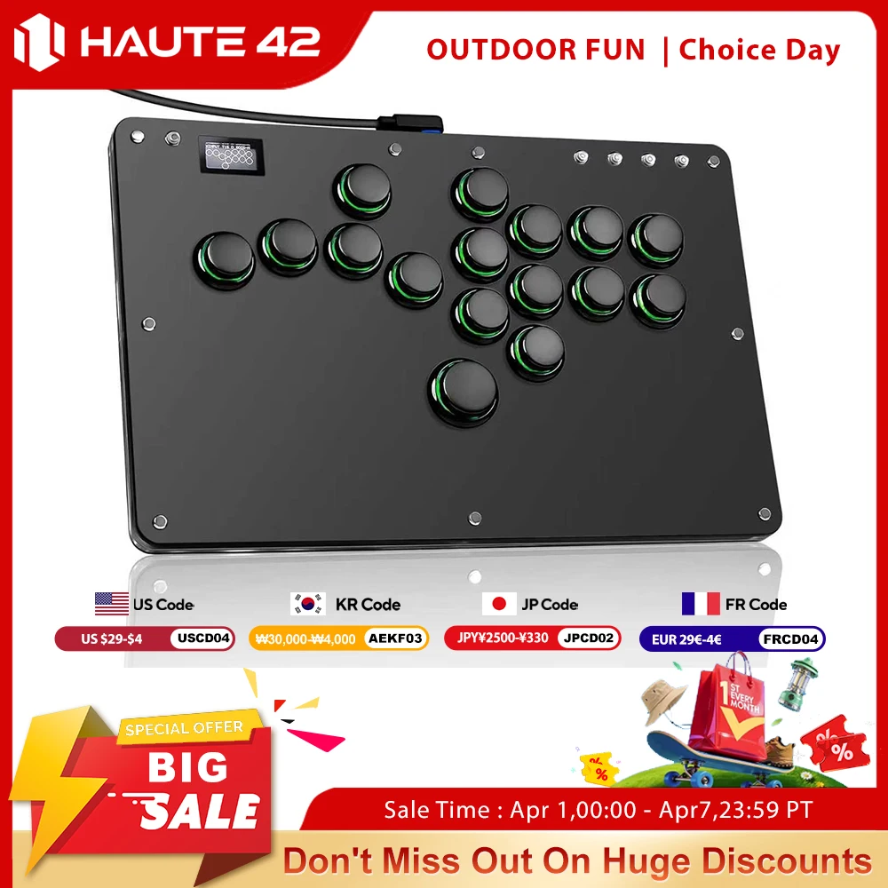 Haute42 R16 Button Rim Leverless Hitbox Controller Stickless Arcade Stick Controller für PC/PS4/PS5/Steam Hitbox Fightstick Image