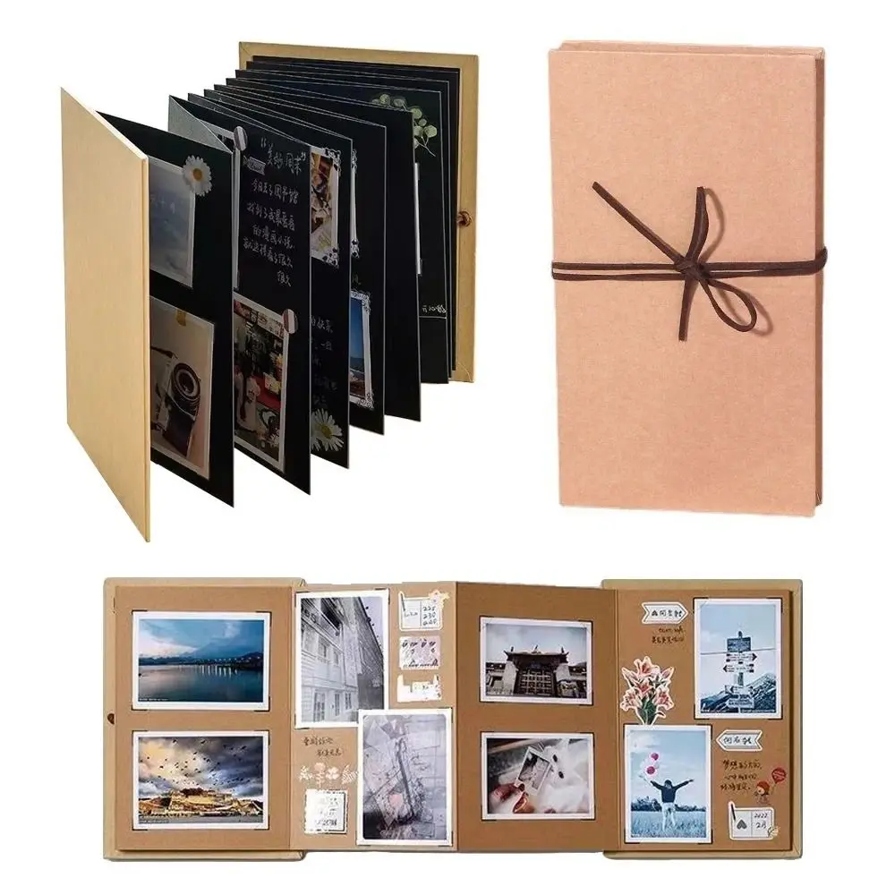 10 Seiten Akkordeon Falten DIY kleines Fotoalbum dieses Kraft papier wachsen Souvenir buch kreative Geschenk Falt art Image