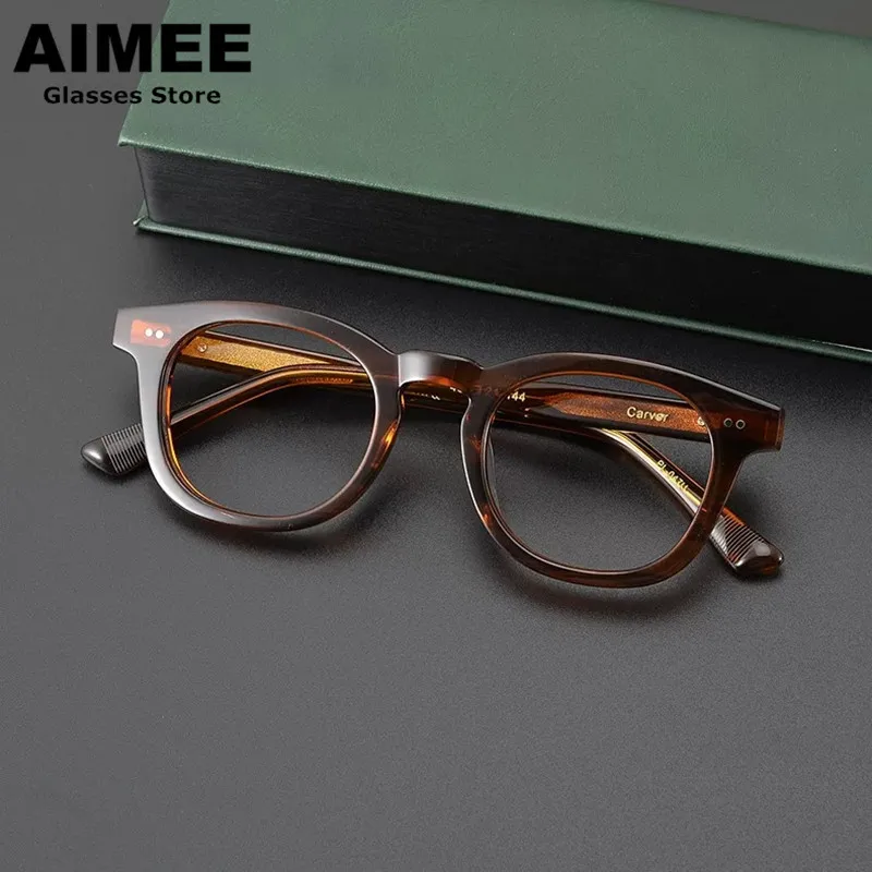 Handgemachte Acetat Brillengestell Männer japanische Designer Brillen CARVER Fashion Square optische Brillengestelle neu Image