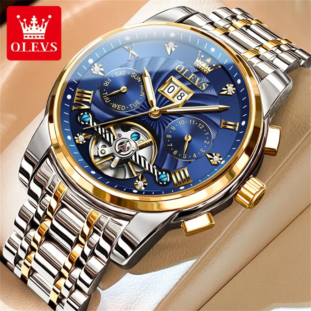 OLEVS 9910 Herrenuhren Original Luxus Wasserdichte Automatische Mechanische Uhren Leuchtende Männliche Armbanduhr Box Uhren Für Männer Image