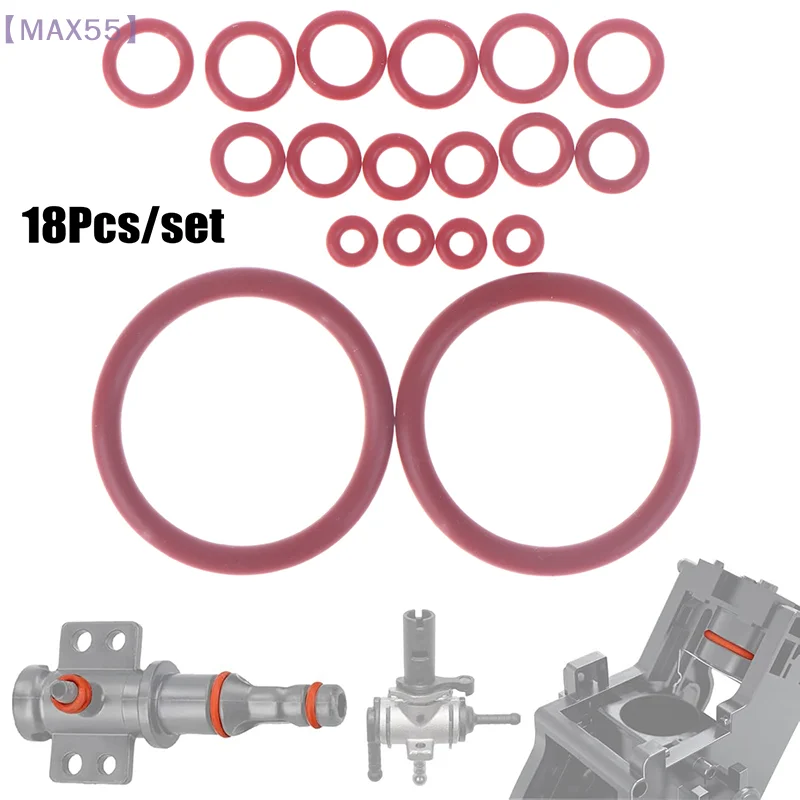 【MAX-55】18-teiliges O-Ring-Dichtungsset, Silikondichtung für Saeco Gaggia Spidem Kaffeemaschine, Brühgruppe, Auslaufverbinder, Zubehör Image