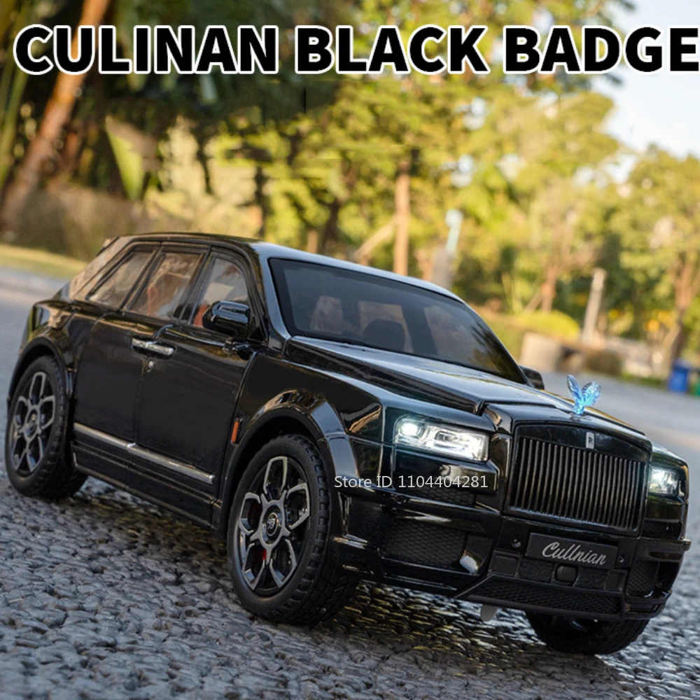 1:20 Rolls-Royce Cullinan Balck Abzeichen Modell Spielzeug Diecast Legierung Auto Türen Geöffnet Sound Licht Zurückziehen kinder Geburtstag Geschenke Image