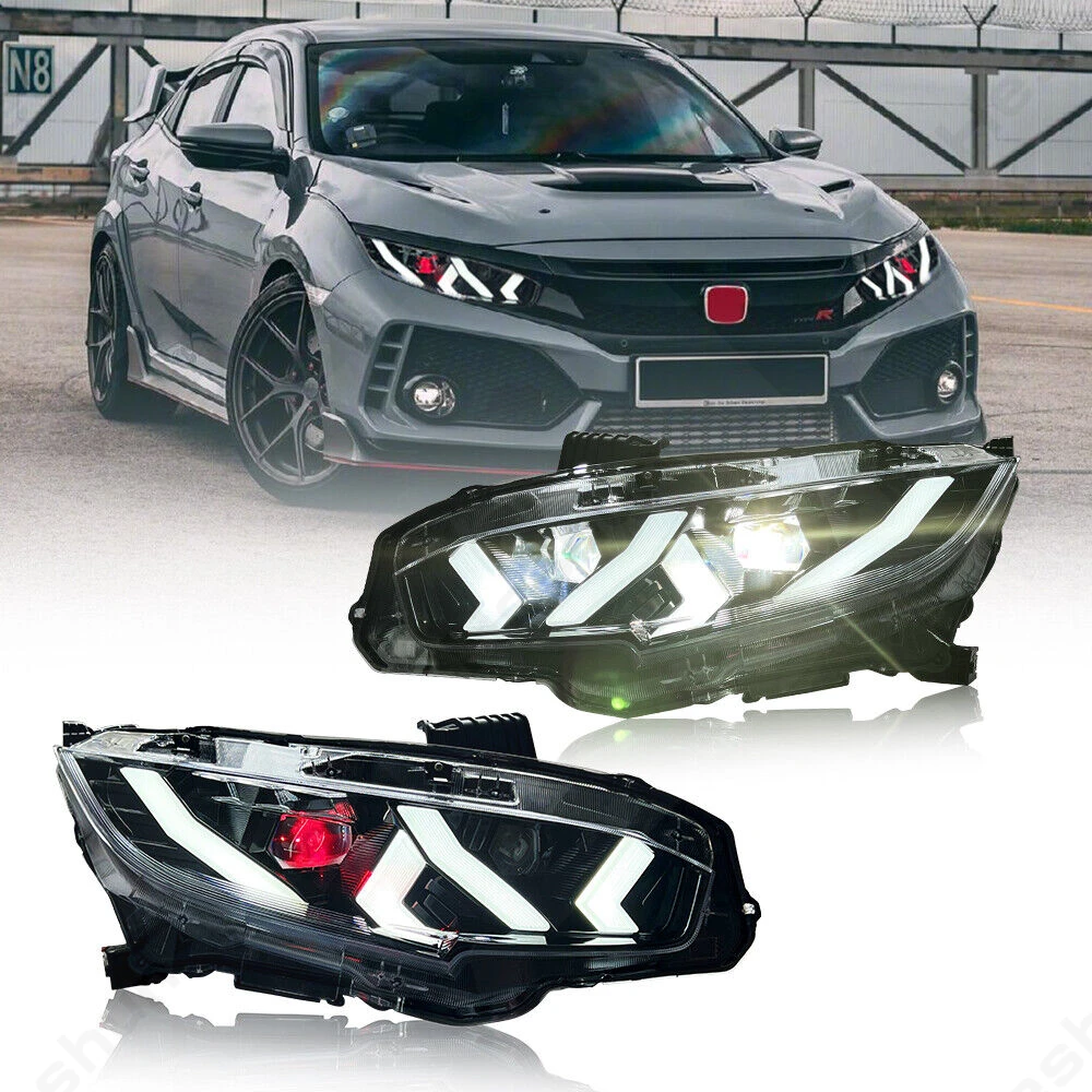 Coppia Led Per Honda Civic 2016-2021 Fari Berlina Hatchback Hatch Tipo R Touring LX EX EX-L Sport FK7 FK8 10th Testa Della Lampada Della Luce