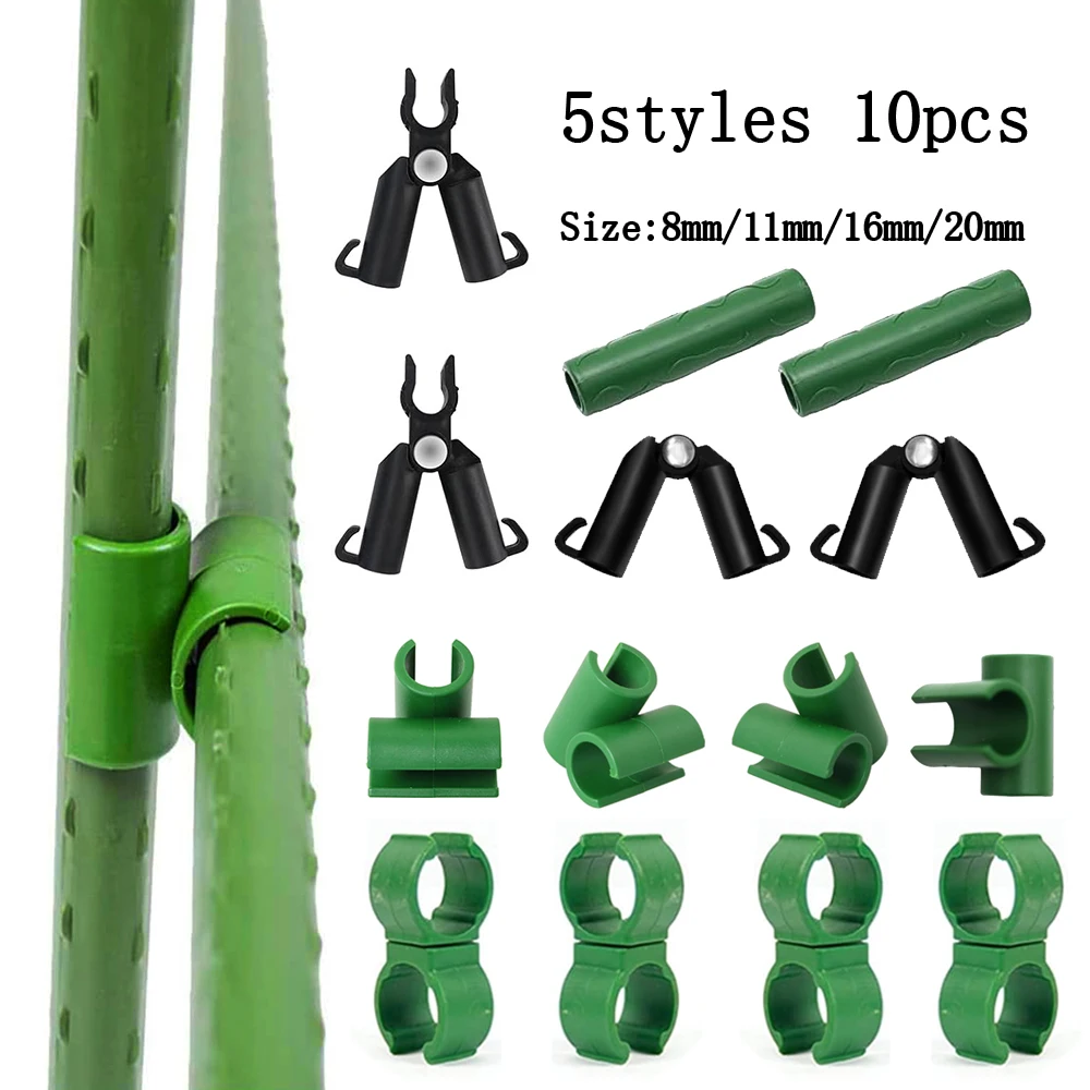 10 Stück Universal-Pflanzenstützklammern, Garten-Fix-Anschluss für 8–20 mm Pfähle, Kunststoff-Kletterpergola, feste Halterung Image
