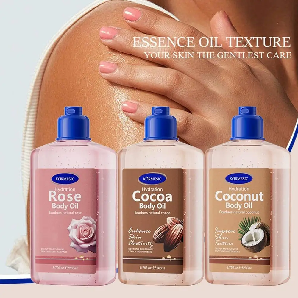 260 ml feuchtigkeitsspendendes Körperöl hellt die Haut auf, geeignet für alle Hauttypen, nährt die Haut, spendet Feuchtigkeit und verbessert die Glätte. Hautpflege Image