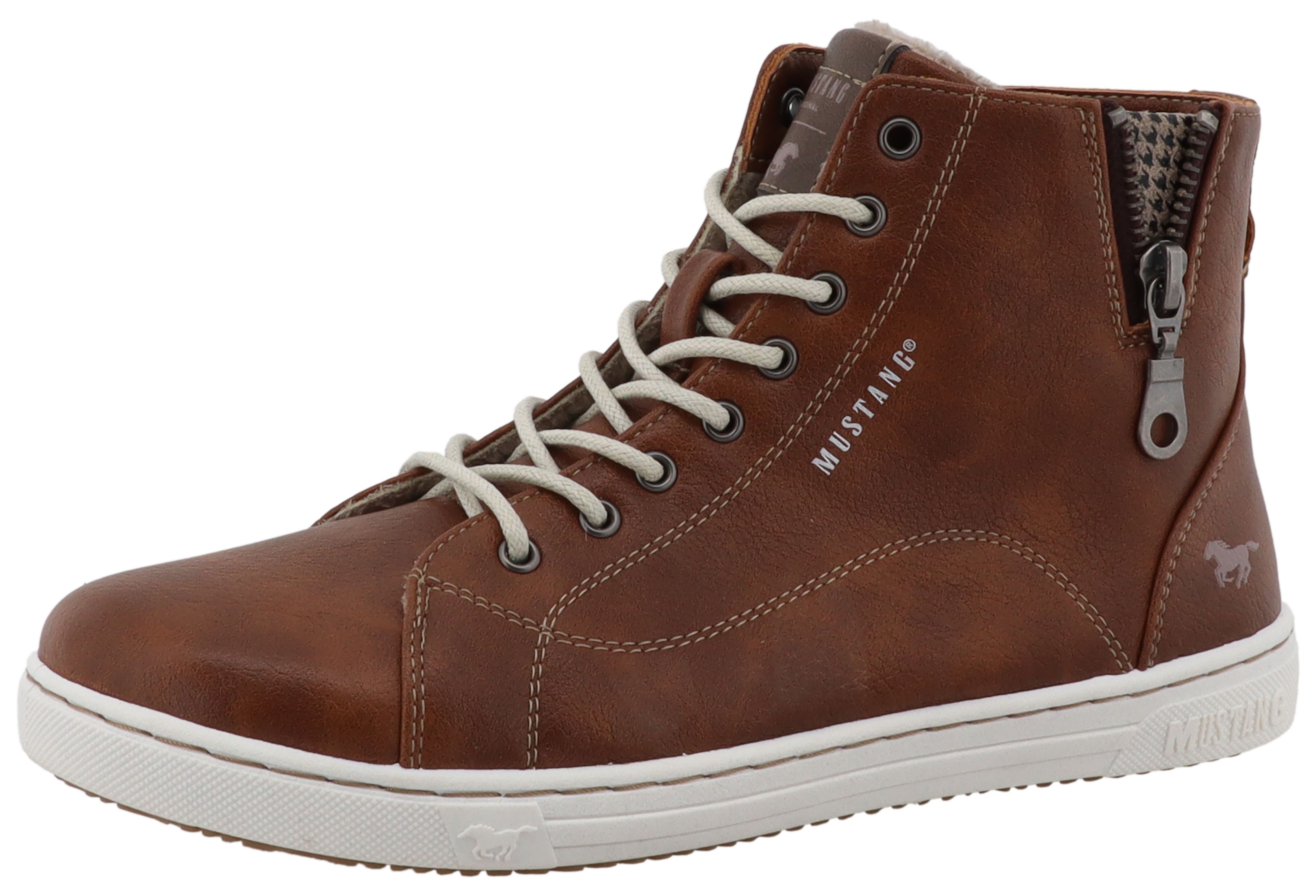 Winterstiefelette MUSTANG SHOES "Tuala", Damen, Gr. 36, braun, Lederimitat, Schuhe Winterstiefelette, Schnürboots mit Reißverschluss