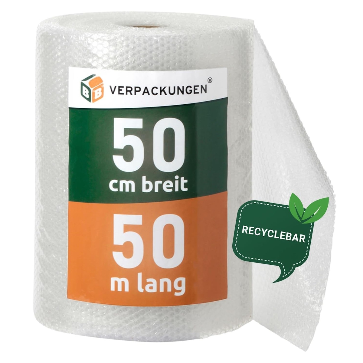 BB-Verpackungen GmbH 1 x Luftpolsterfolie (0,5 x 50 m) Knallfolie Noppenfolie Polsterfolie 2-lagig Typ 60 Umzug BB-Verpackungen Image