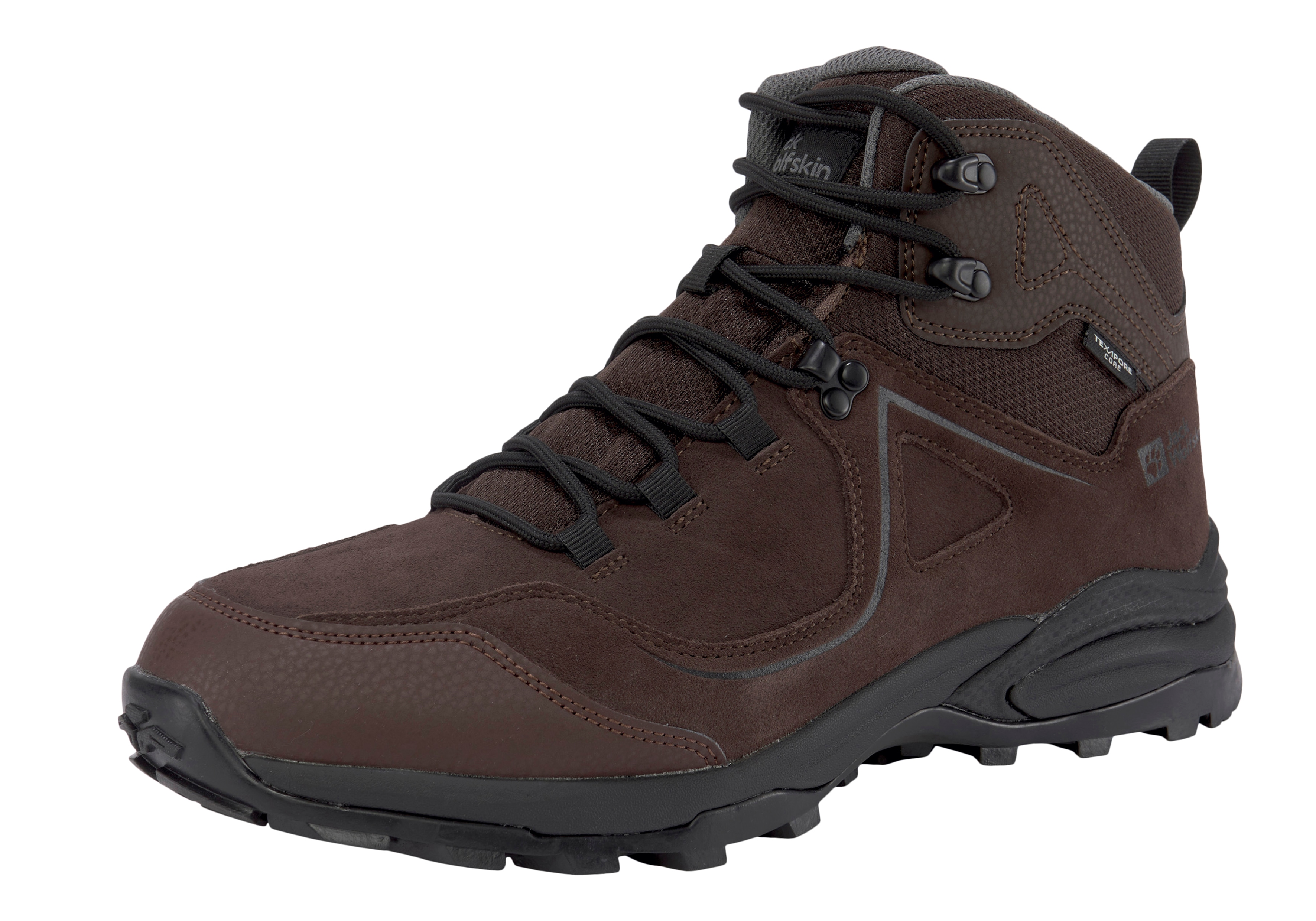 Wanderschuh JACK WOLFSKIN "SUNSET HIKE TEXAPORE MID", Herren, Gr. 47, braun, Leder, Textil, Schuhe Wanderschuh, wasserdicht, Trekkingschuh
