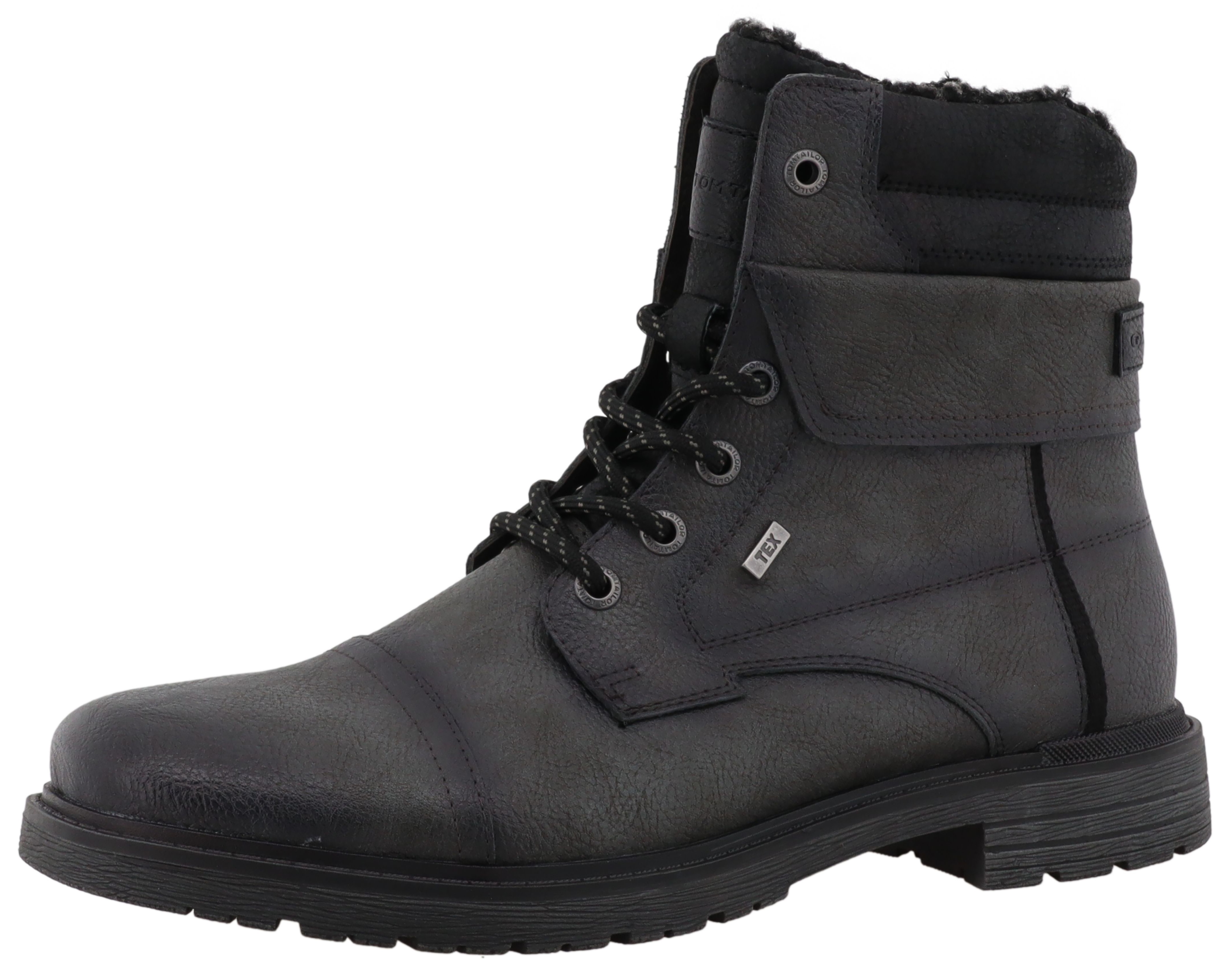 Winterboots TOM TAILOR, Herren, Gr. 44, grau (dunkelgrau), Lederimitat, Schuhe Winterboots, mit Tex-Ausstattung