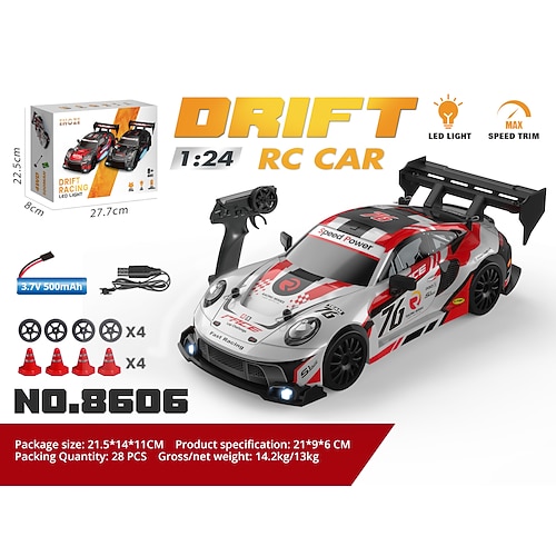 Hochgeschwindigkeits RC Drift Rennwagen - 124 Maßstab Fernsteuerungs-Sportfahrzeug Lichter Kegel Weihnachtsgeschenk Image