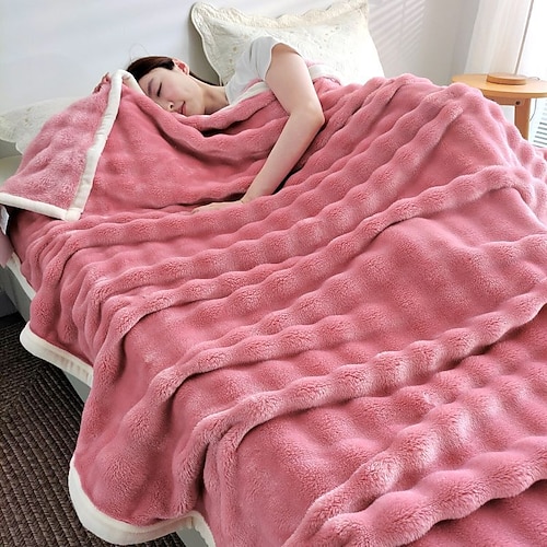 dicke, flauschige Bubble-Fleece-Decke, weiche Flanell-Überwurfdecke für Sofa, Büro, Nickerchen, Bett, leichte, warme Klimaanlagendecke, kuscheliger Schal Image