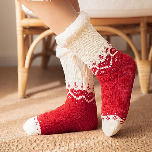 Winterliche Fußsocken für Damen, warm, flauschig, rutschfest, für drinnen, zum Schlafen zu Hause oder nach der Geburt Image