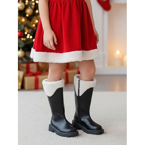 Schwarze Winterstiefel für Kinder mit Kunstpelzbesatz – stylisch und warm für Weihnachtsfeiern und andere festliche Anlässe Image