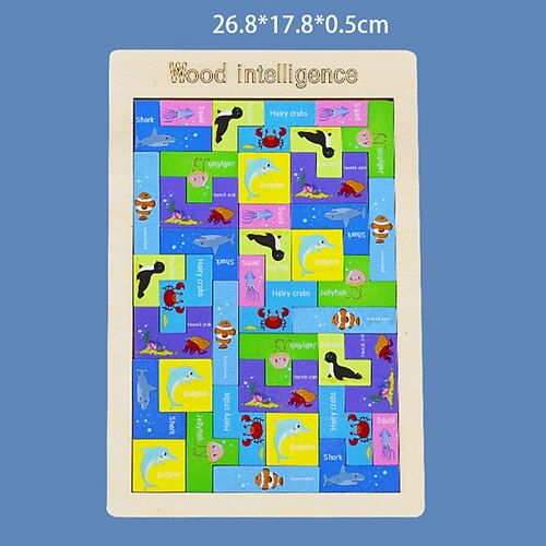 3-in-1 Holzpuzzlebrett - Tangram Blöcke Tic-Tac-Toe Spiel - Montessori Lernspielzeug für Kinder Familie Weihnachtsgeschenk