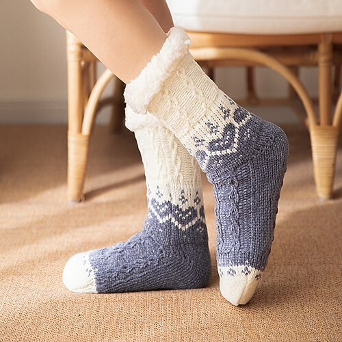 Winterliche Fußsocken für Damen, warm, flauschig, rutschfest, für drinnen, zum Schlafen zu Hause oder nach der Geburt Image