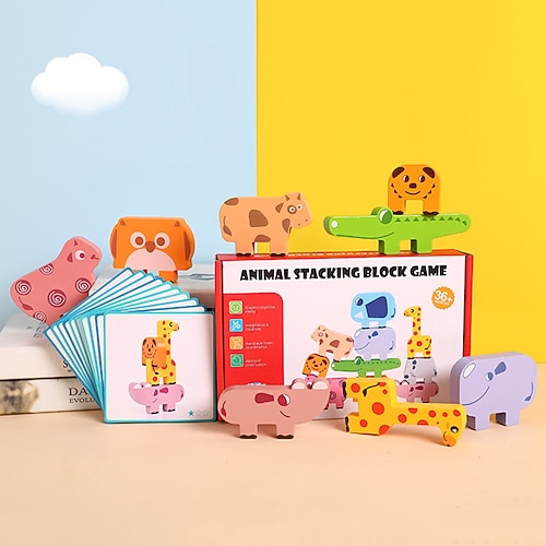 Holz-Tier-Stapelspielzeug für Kleinkinder - Montessori Gleichgewichtsbälle - Bildungsstapelspiel für Kinder 3 Weihnachtsgeschenk Image