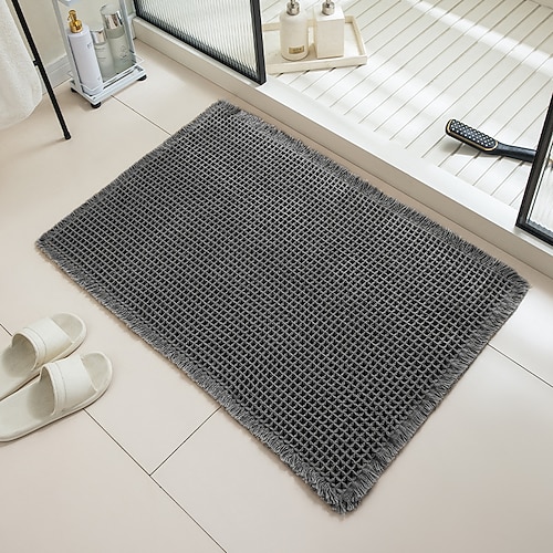 Waffel-Badematte, Boho-Badeteppich, rutschfest, waschbar, ultraweich, super saugfähig, schnelltrocknend, Badezimmerdeko im Landhausstil Image