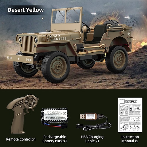 Veicolo RC dell'Esercito Collezionabile - Auto telecomandata in stile Jeep Willys militare vintage - Modello dettagliato per appassionati e bambini Regalo di Natale