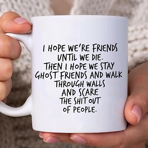 lustige Geschenktasse, ich hoffe, wir bleiben Geisterfreunde, Tasse, Geisterfreundschaft, Kaffeetasse für beste Freunde, süßes Weihnachtsgeschenk, gruselig, für immer, Freundschaftsgeschenk Image
